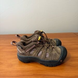Keen Kids Voyageur Adjustable Hiking Shoe Cinch Up Brown‎ Pink Leather Sz 11